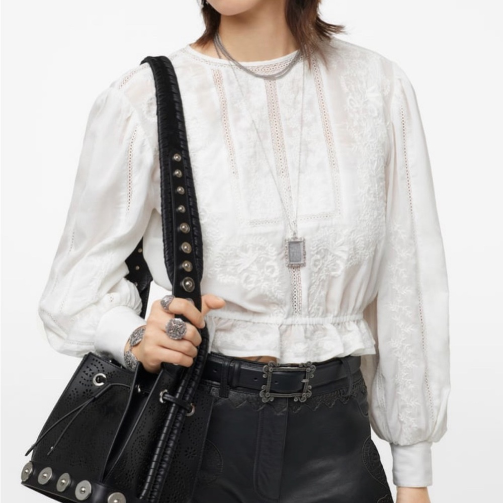 NWOT Zara limited edition embroidered cropped blouse  M